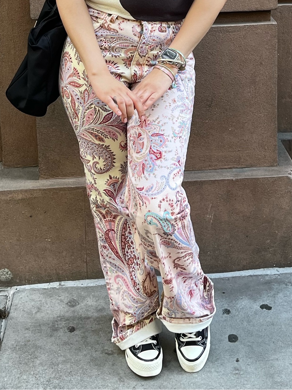 Etro Paisley Wide-Leg Women’s Pants in Pink and Cream
